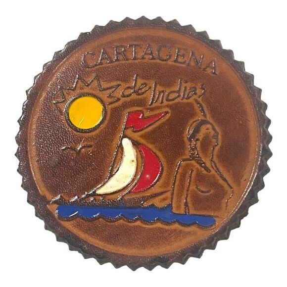 Columbia Handcrafted Leather Coasters Set Of 6 WIth Holder Colombian Souvenirs - Picture 6 of 16